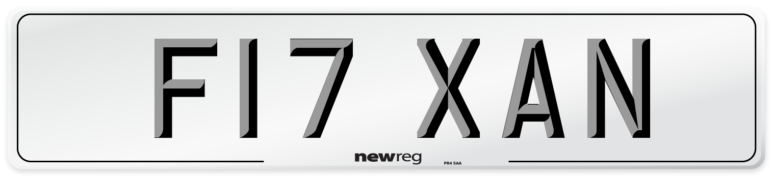 F17 XAN Front Number Plate