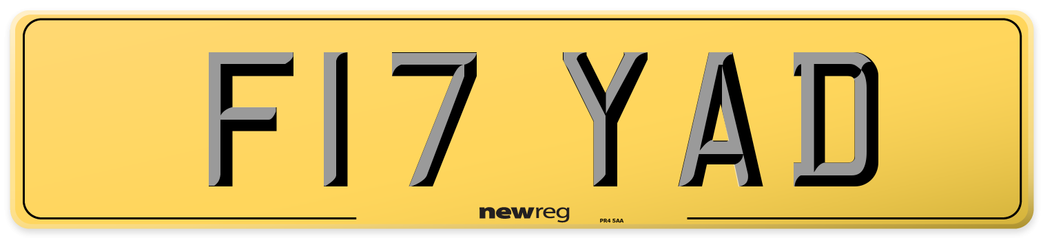 F17 YAD Rear Number Plate