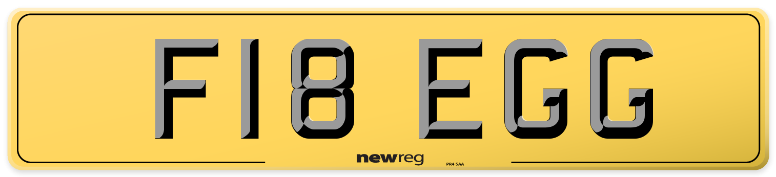 F18 EGG Rear Number Plate