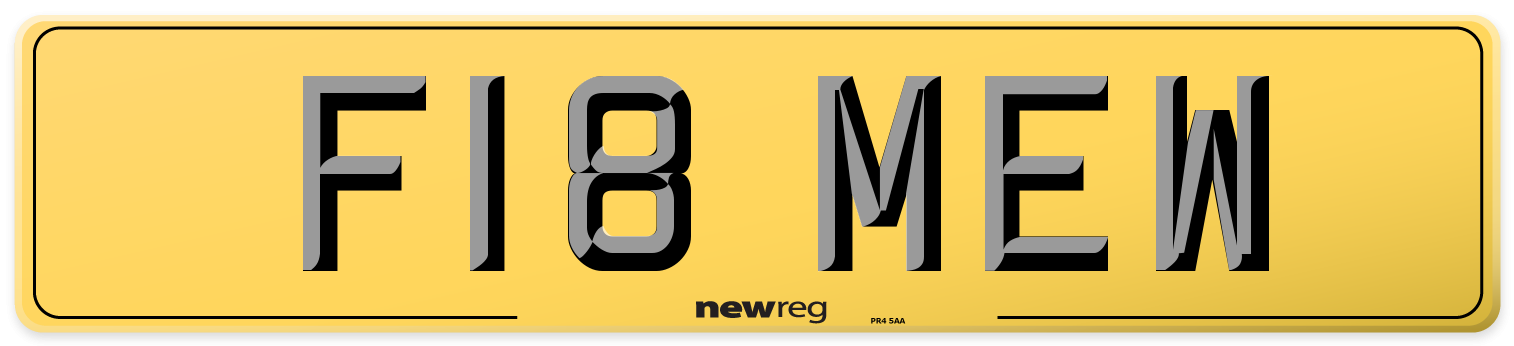 F18 MEW Rear Number Plate