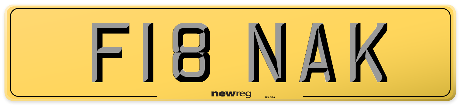 F18 NAK Rear Number Plate