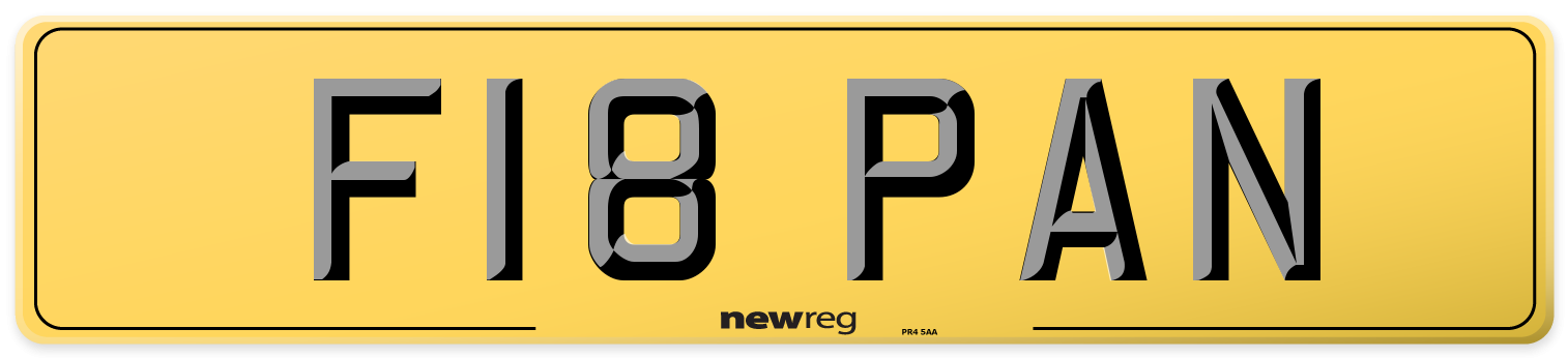 F18 PAN Rear Number Plate