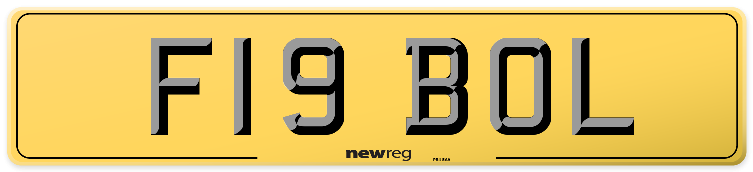 F19 BOL Rear Number Plate