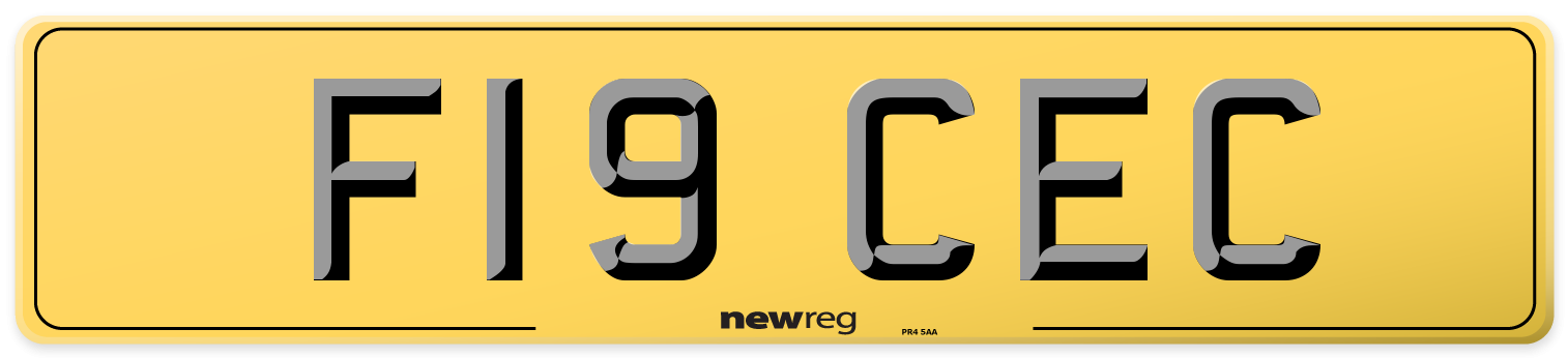 F19 CEC Rear Number Plate