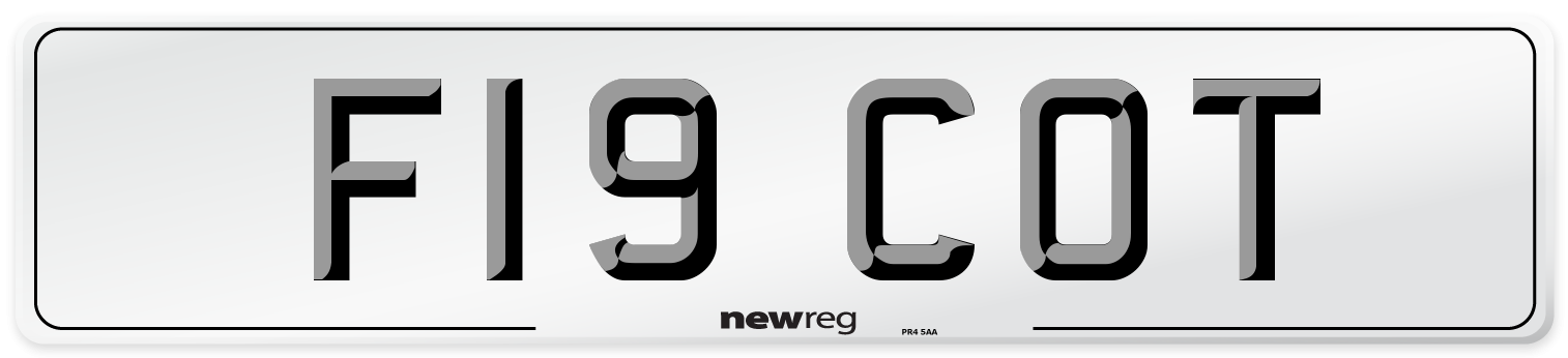 F19 COT Front Number Plate