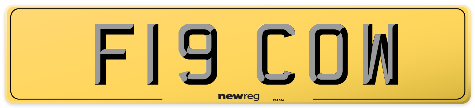 F19 COW Rear Number Plate