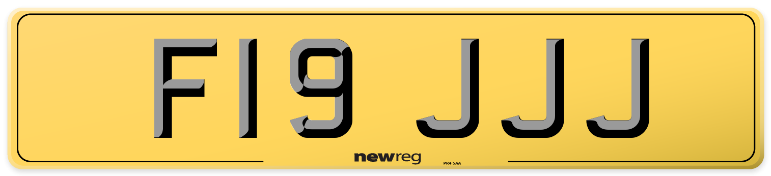 F19 JJJ Rear Number Plate