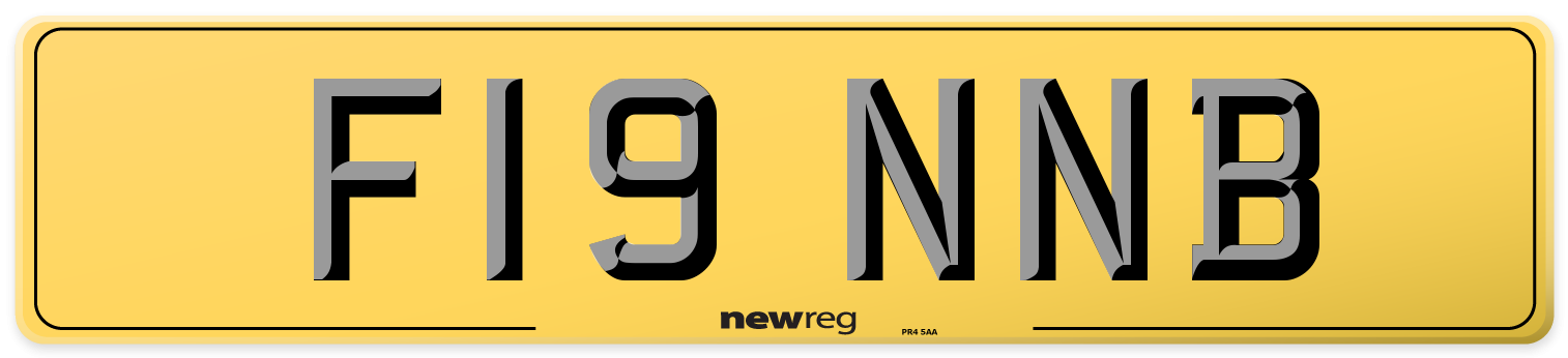 F19 NNB Rear Number Plate