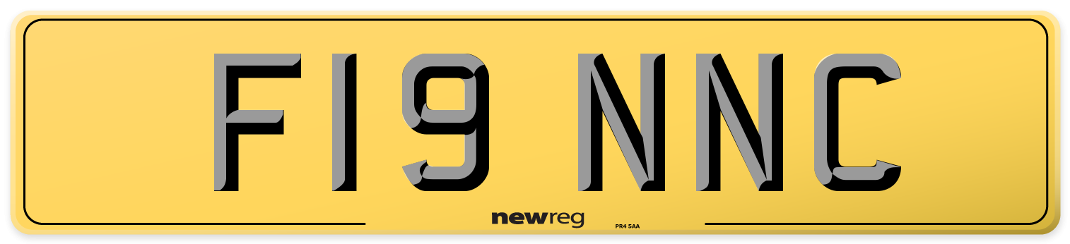 F19 NNC Rear Number Plate