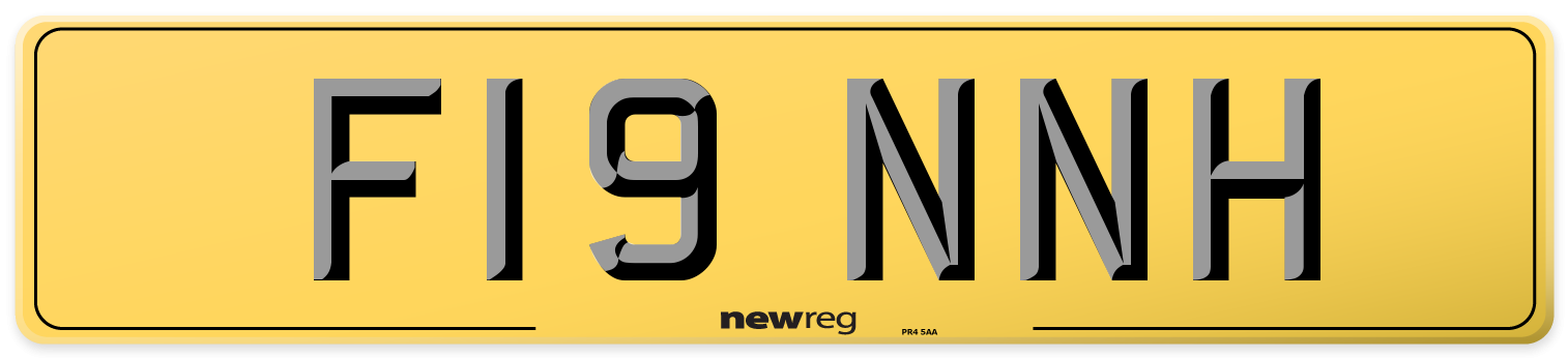 F19 NNH Rear Number Plate