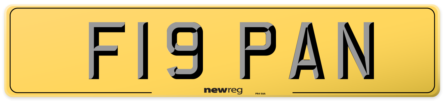 F19 PAN Rear Number Plate