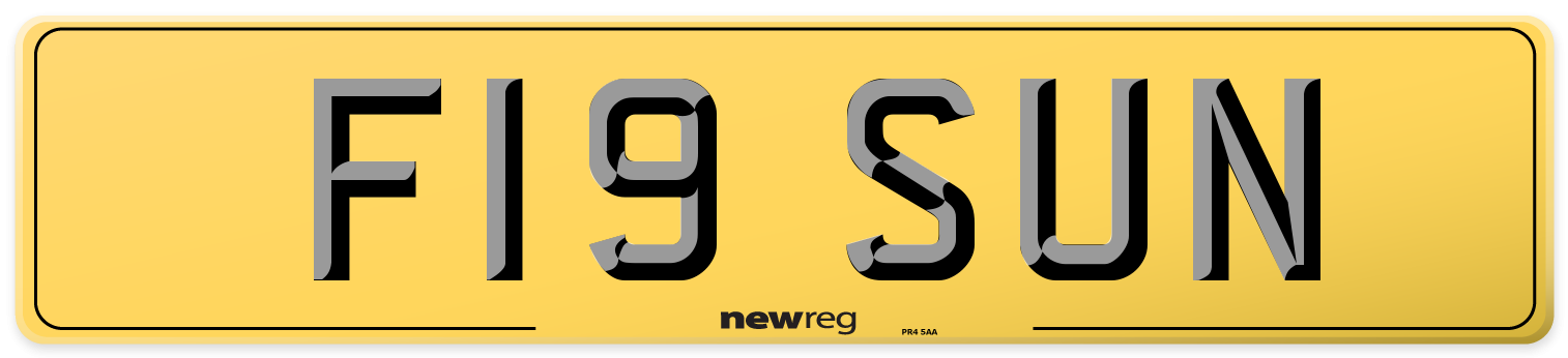 F19 SUN Rear Number Plate