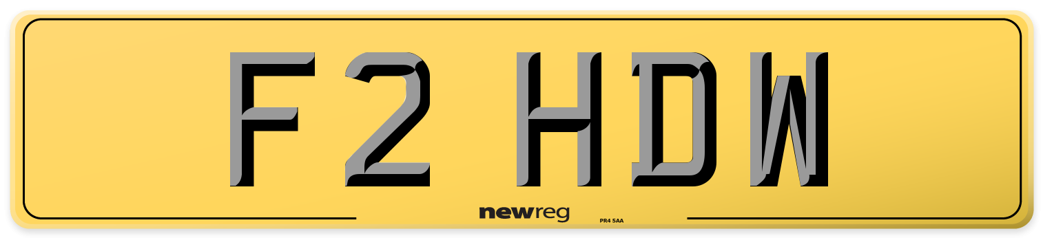 F2 HDW Rear Number Plate