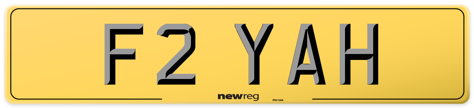 F2 YAH Rear Number Plate