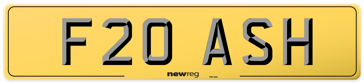 F20 ASH Rear Number Plate