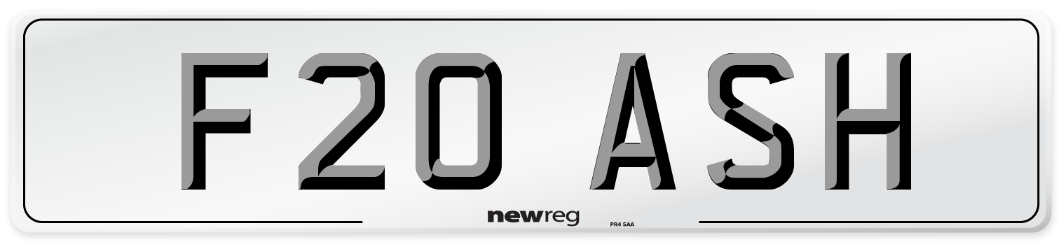 F20 ASH Front Number Plate