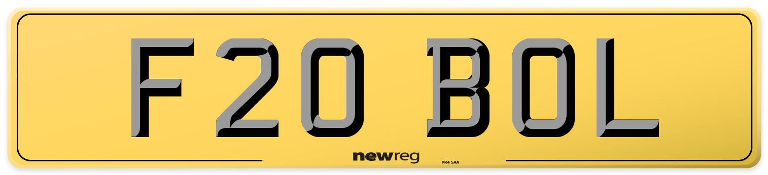 F20 BOL Rear Number Plate