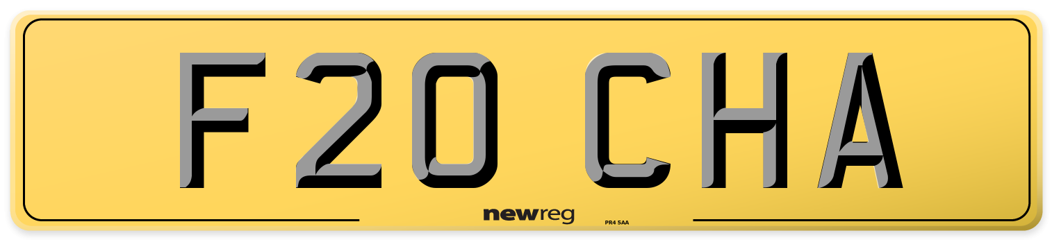 F20 CHA Rear Number Plate