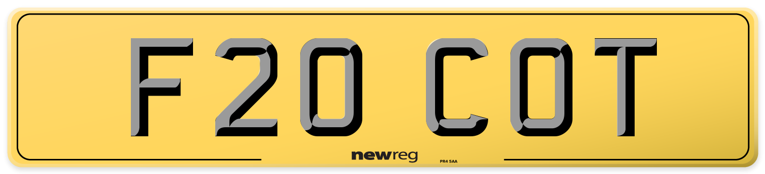 F20 COT Rear Number Plate