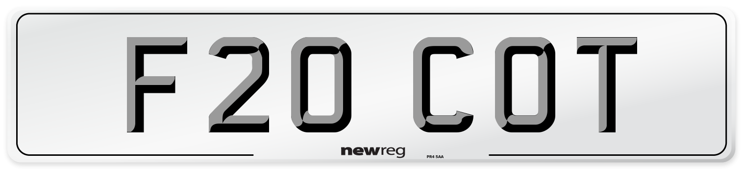 F20 COT Front Number Plate