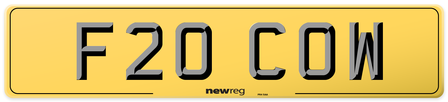 F20 COW Rear Number Plate