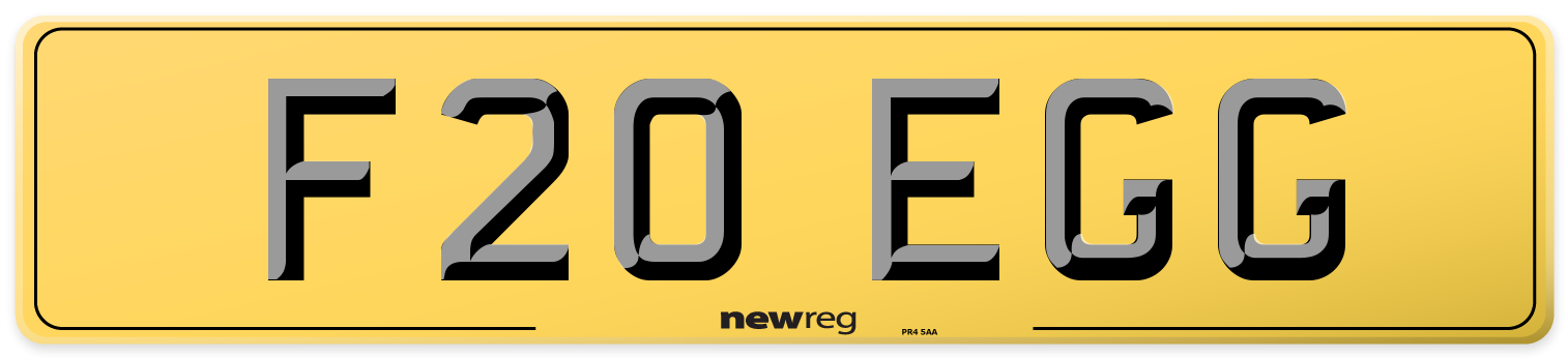 F20 EGG Rear Number Plate