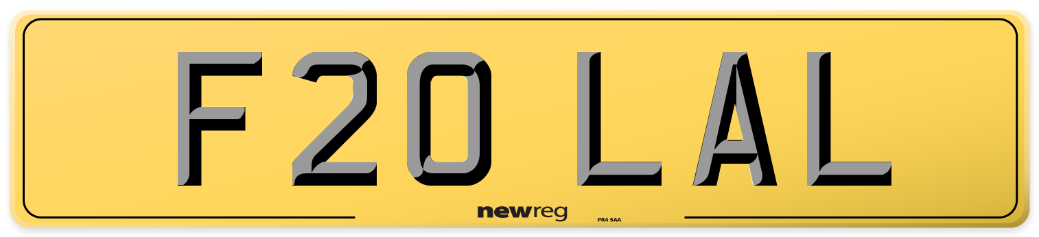 F20 LAL Rear Number Plate