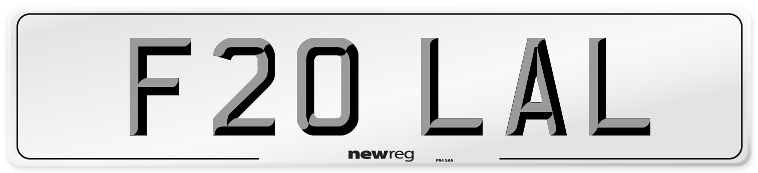 F20 LAL Front Number Plate