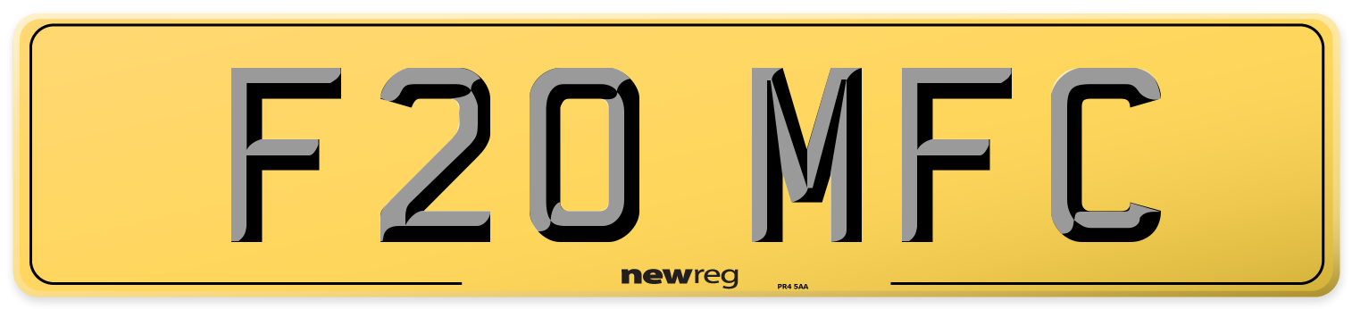 F20 MFC Rear Number Plate