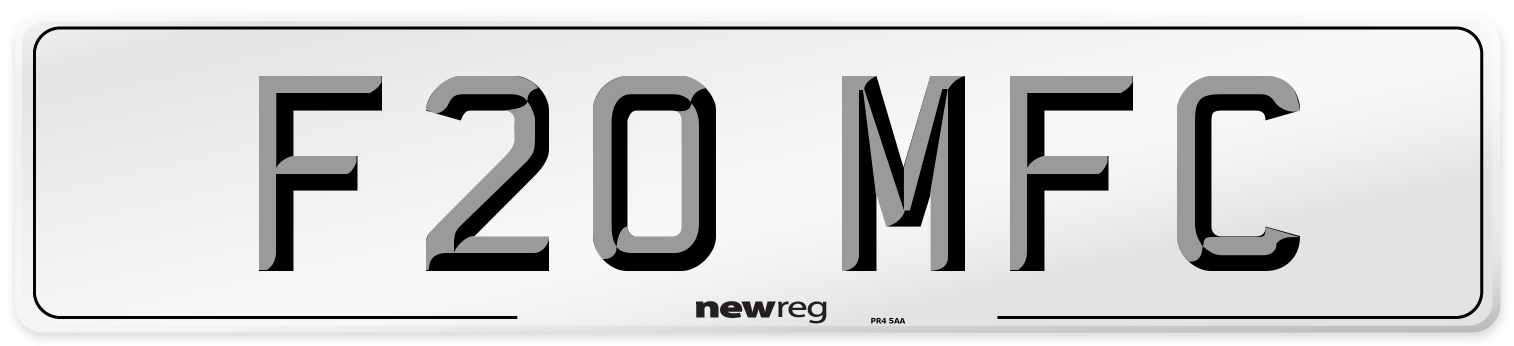 F20 MFC Front Number Plate