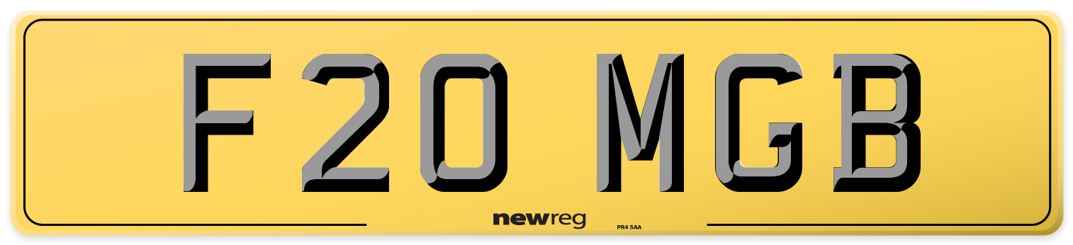 F20 MGB Rear Number Plate