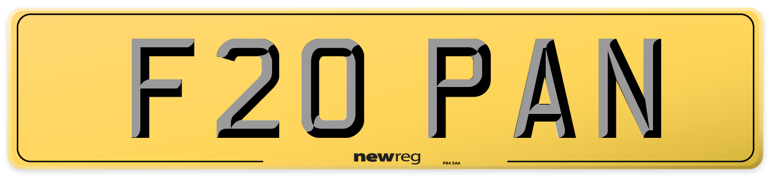 F20 PAN Rear Number Plate