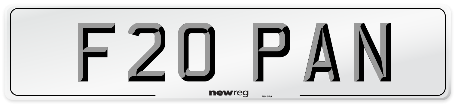 F20 PAN Front Number Plate