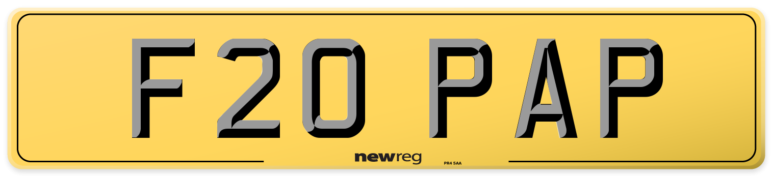 F20 PAP Rear Number Plate