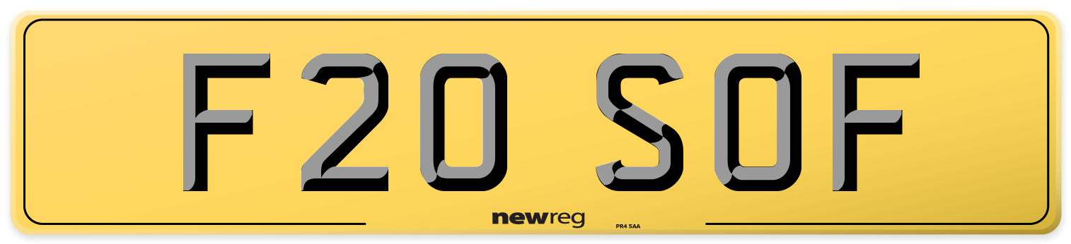 F20 SOF Rear Number Plate