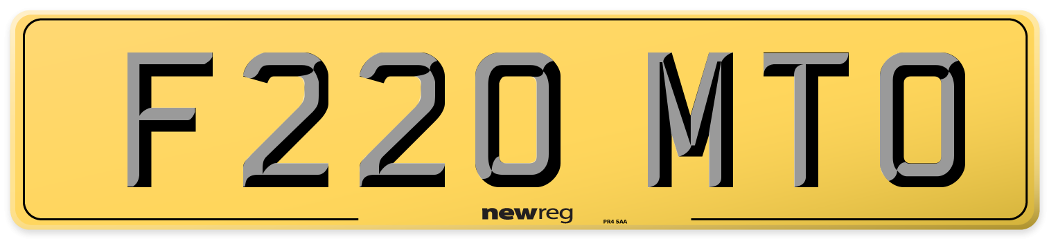 F220 MTO Rear Number Plate