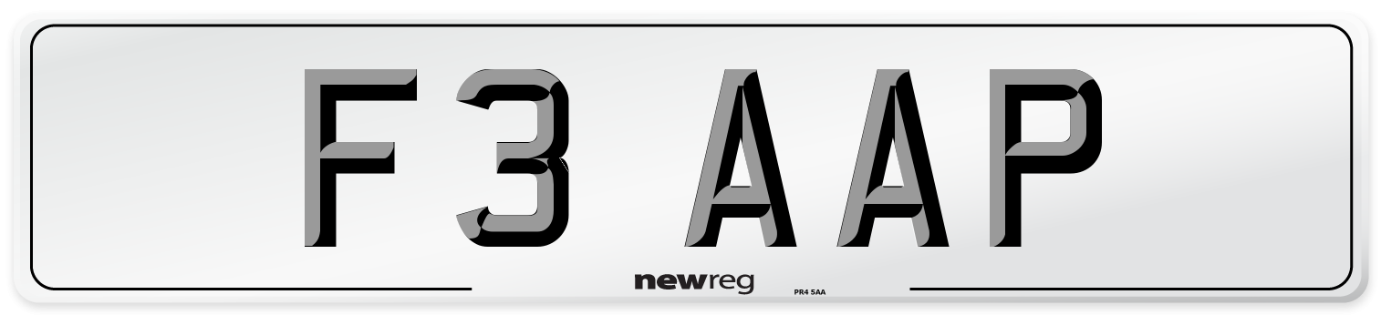 F3 AAP Front Number Plate