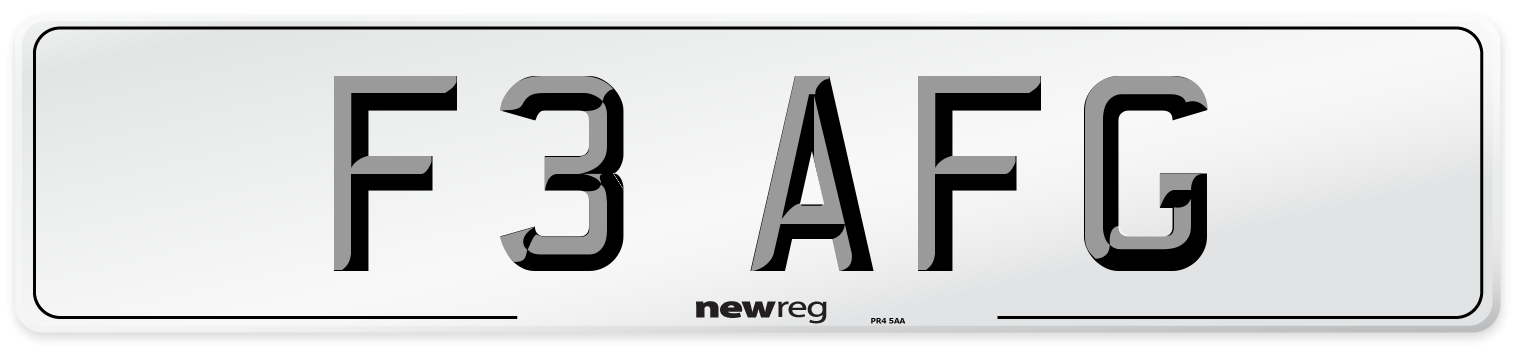 F3 AFG Front Number Plate
