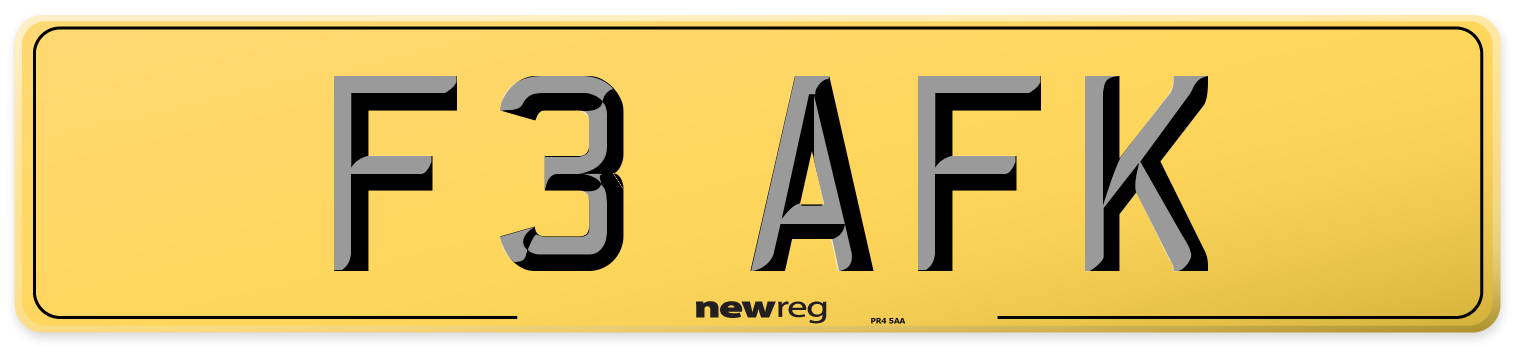 F3 AFK Rear Number Plate
