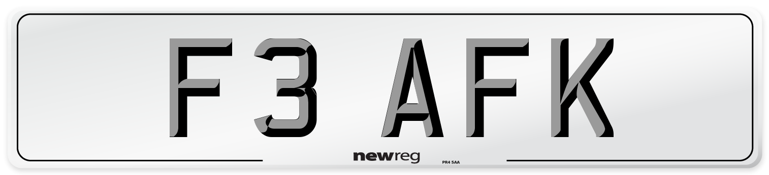 F3 AFK Front Number Plate