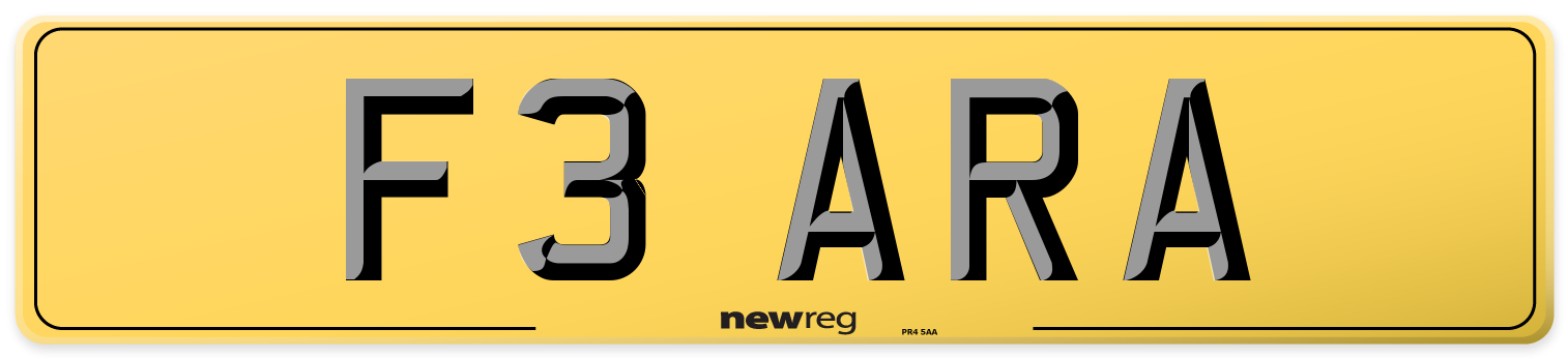 F3 ARA Rear Number Plate