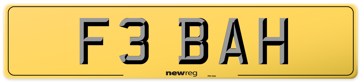 F3 BAH Rear Number Plate