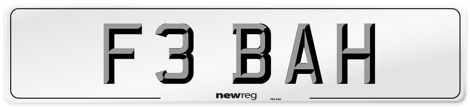 F3 BAH Front Number Plate