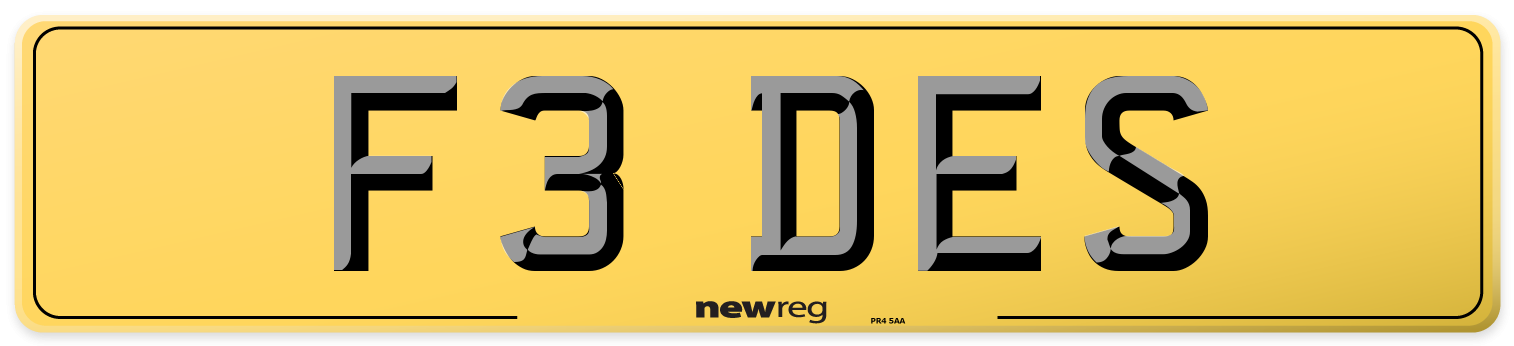 F3 DES Rear Number Plate