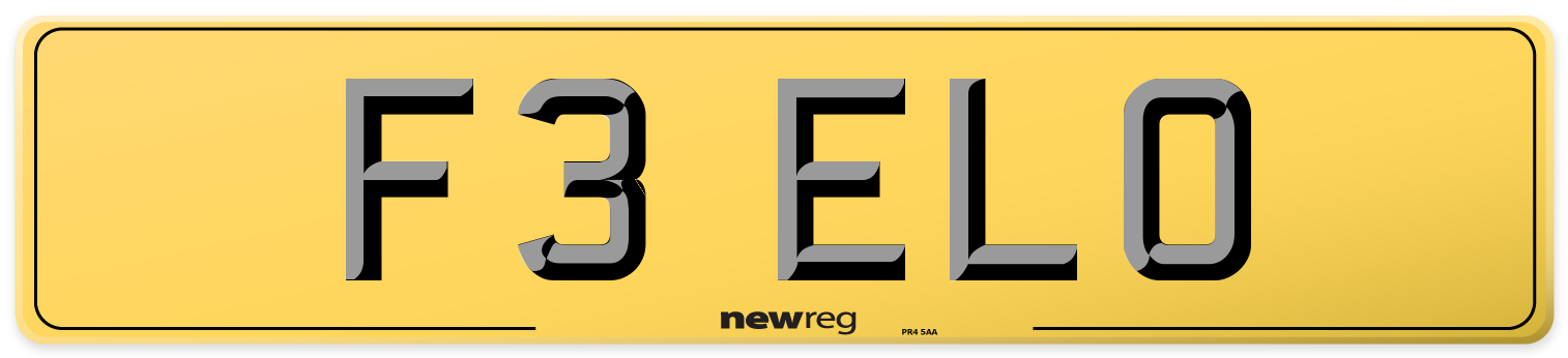 F3 ELO Rear Number Plate
