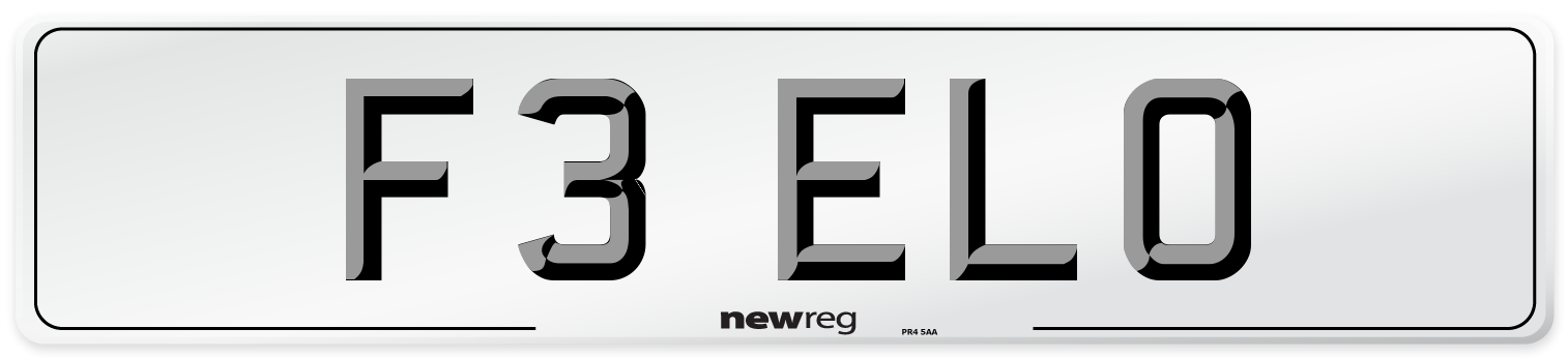 F3 ELO Front Number Plate