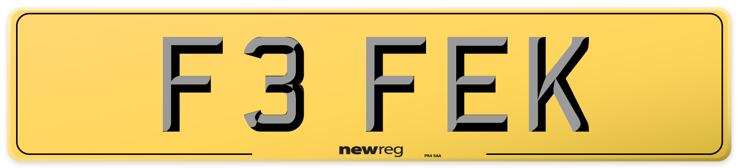 F3 FEK Rear Number Plate