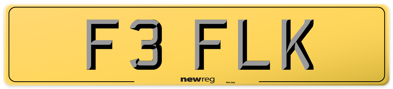 F3 FLK Rear Number Plate
