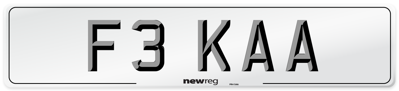 F3 KAA Front Number Plate