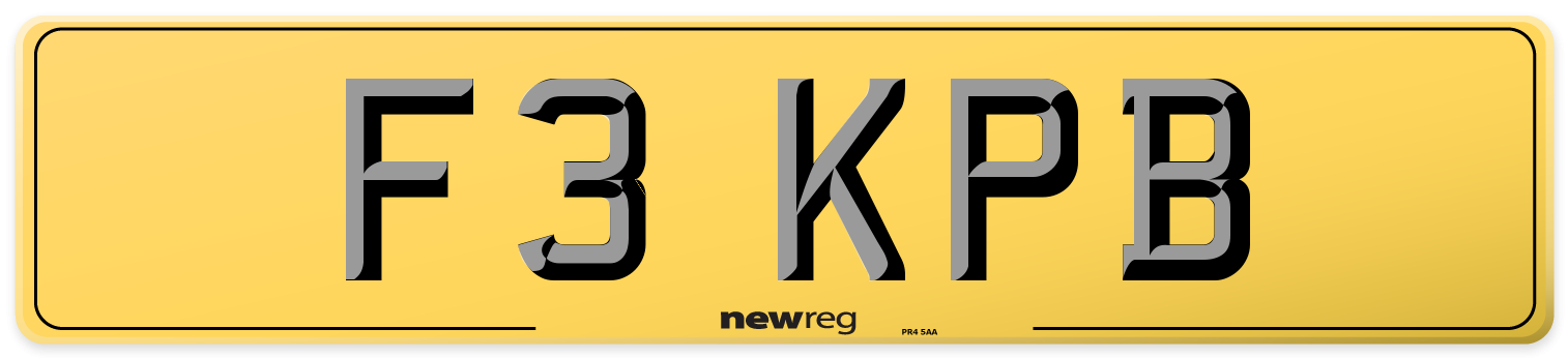 F3 KPB Rear Number Plate